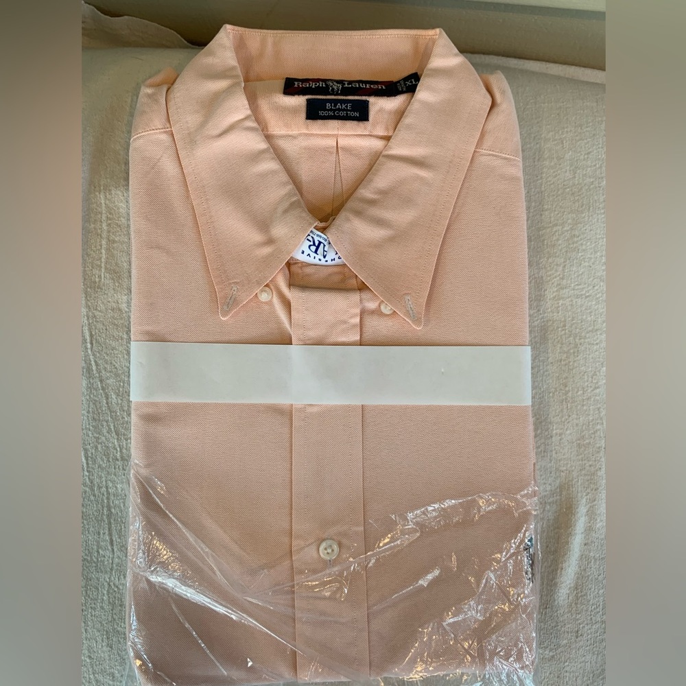 Peach Ralph Lauren mens button down New!